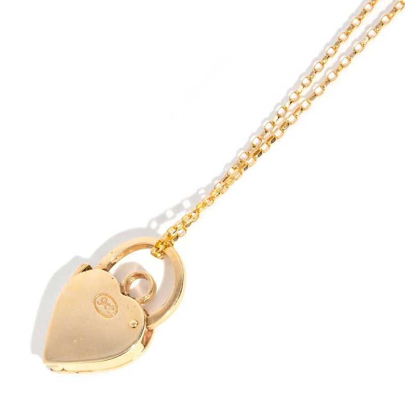 Carly 1960s Heart Padlock & Chain 9ct Gold Pendants/Necklaces Imperial Jewellery 