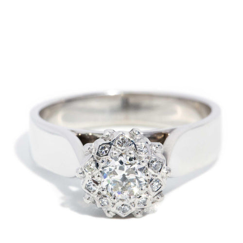 Carly Tapered Diamond Cluster Ring 18K White Gold TDW 0.50ct