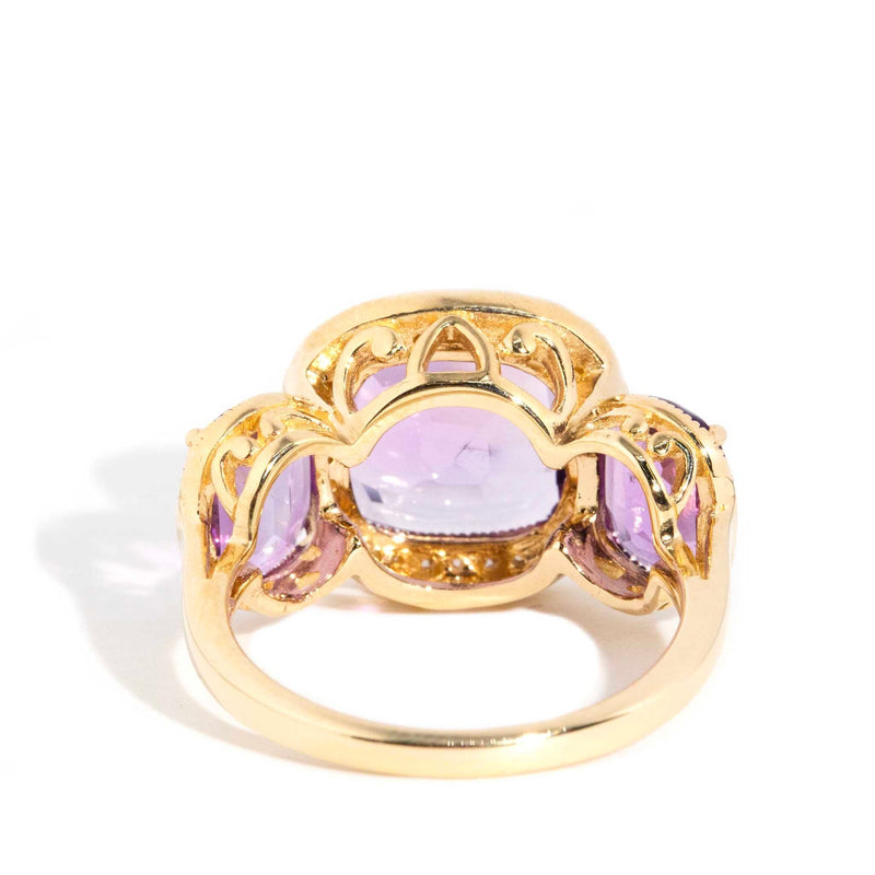 Carly 1990s Amethyst & Diamond Ring 9ct Gold Rings Imperial Jewellery 