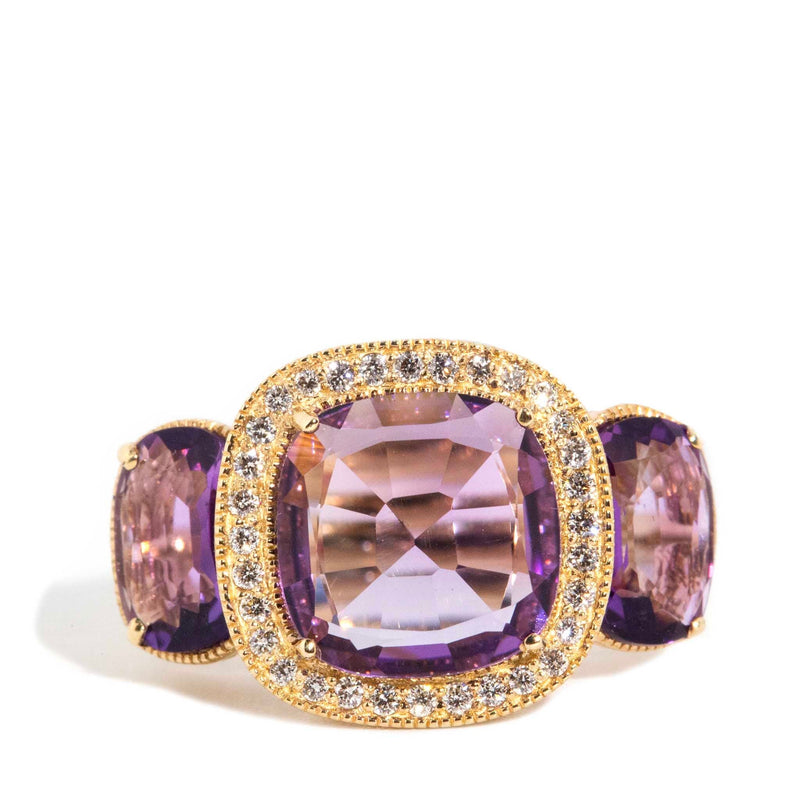 Carly 1990s Amethyst & Diamond Ring 9ct Gold Rings Imperial Jewellery Imperial Jewellery - Hamilton 