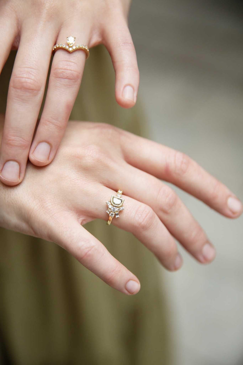 Carmel Half Moon Cut Diamond Ring 18ct