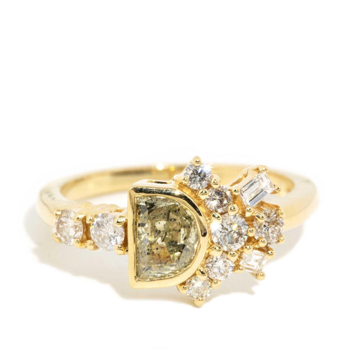 Carmel Cognac Diamond Moon Ring 18K Yellow Gold
