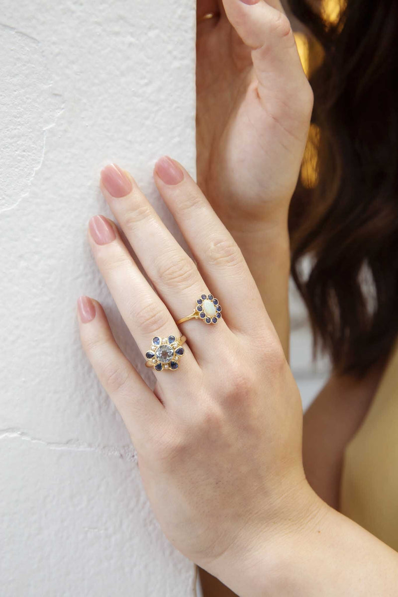 Carole Australian Opal & Blue Sapphire 9 Carat Gold Ring* DRAFT Rings Imperial Jewellery 