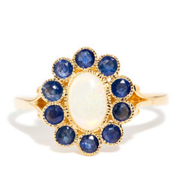 Carole Australian Opal & Blue Sapphire 9 Carat Gold Ring* DRAFT Rings Imperial Jewellery Imperial Jewellery - Hamilton 