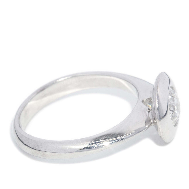 Contemporary Brilliant Diamond Solitaire Ring 18 Carat White Gold