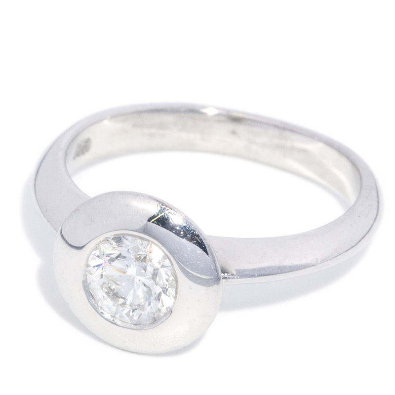 Contemporary Brilliant Diamond Solitaire Ring 18 Carat White Gold