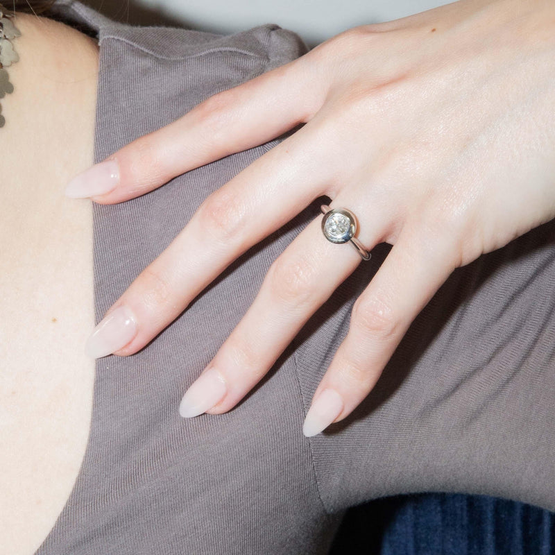 Contemporary Brilliant Diamond Solitaire Ring 18 Carat White Gold