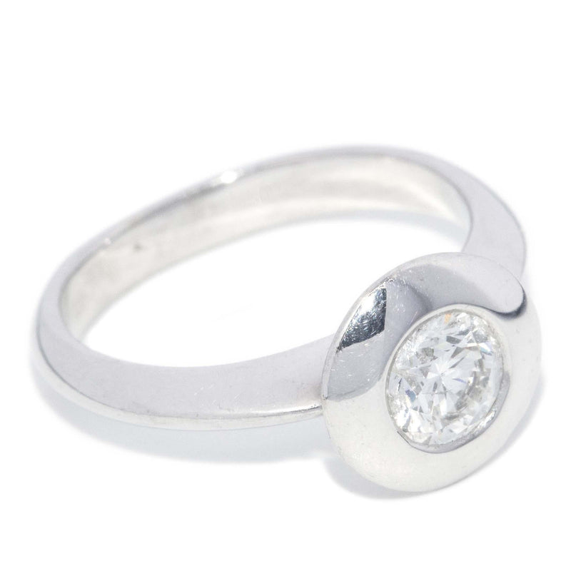 Contemporary Brilliant Diamond Solitaire Ring 18 Carat White Gold