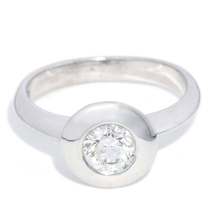 Contemporary Brilliant Diamond Solitaire Ring 18 Carat White Gold