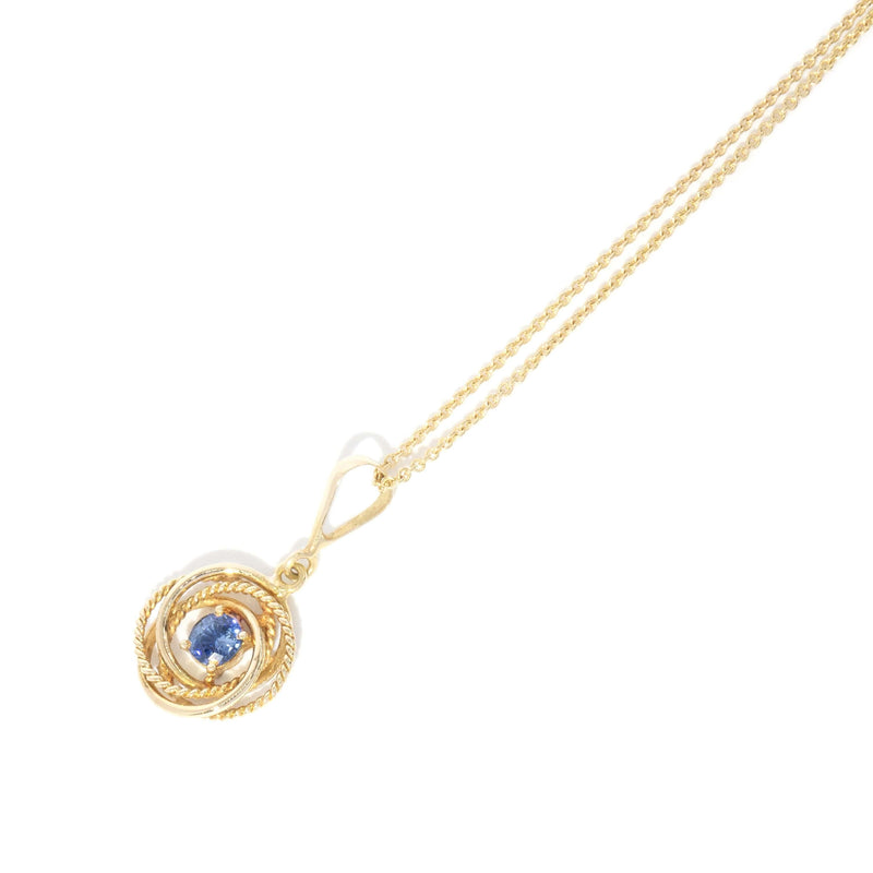 Contemporary Open Pattern Blue Sapphire Flower Pendant 14 Carat Yellow Gold