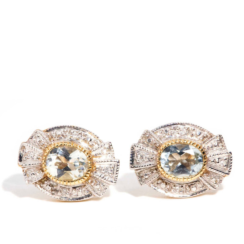 Celeste Aquamarine & Diamond Earrings 9 Carat Gold* DRAFT Rings Imperial Jewellery 