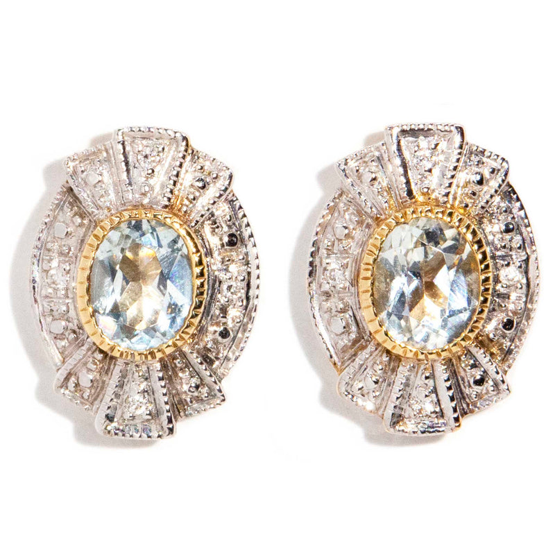 Celeste Aquamarine & Diamond Earrings 9 Carat Gold Earrings Imperial Jewellery 