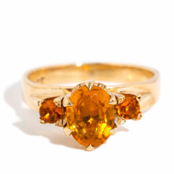Celestine 1970s Citrine Three Stone Ring 9ct Gold Rings Imperial Jewellery Imperial Jewellery - Hamilton 