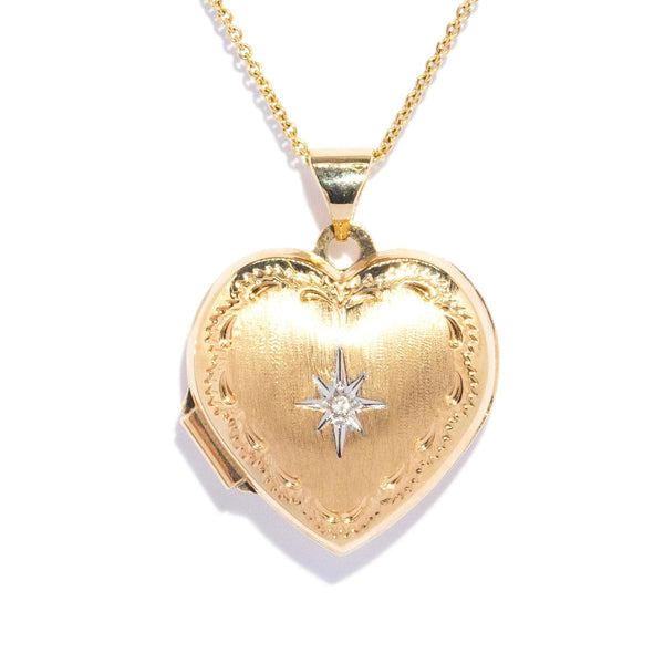 Celine Star Set Diamond Textured Heart Pendant 9ct Gold Pendants/Necklaces Imperial Jewellery 