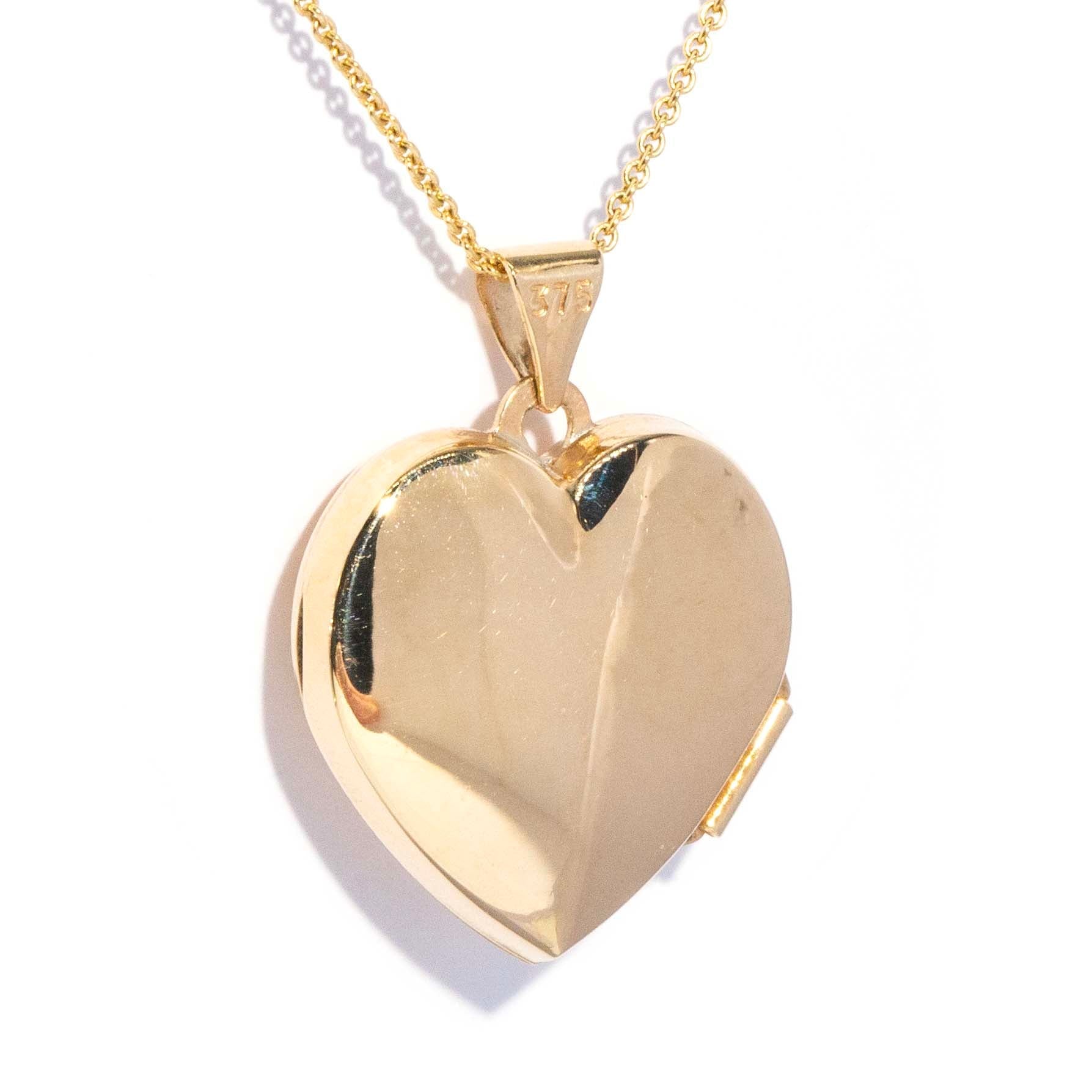 Celine Star Set Diamond Textured Heart Pendant 9ct Gold Pendants/Necklaces Imperial Jewellery 