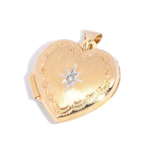 Celine Star Set Diamond Textured Heart Pendant 9ct Gold Pendants/Necklaces Imperial Jewellery 