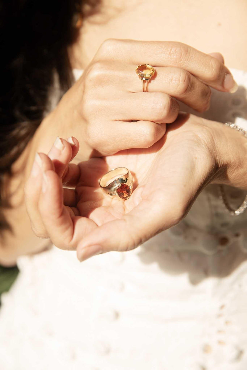Ceri 1970s Vintage Citrine Ring 9ct Gold