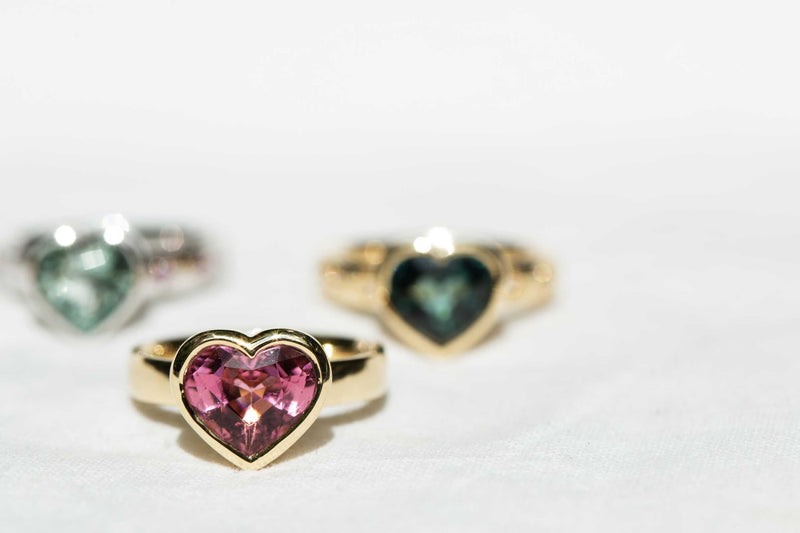 Cerys 2.52ct Blue-Green Tourmaline & Diamond Heart Ring 18ct