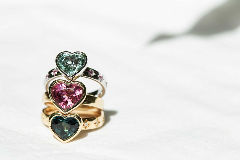 Cerys 2.52ct Blue-Green Tourmaline & Diamond Heart Ring 18ct