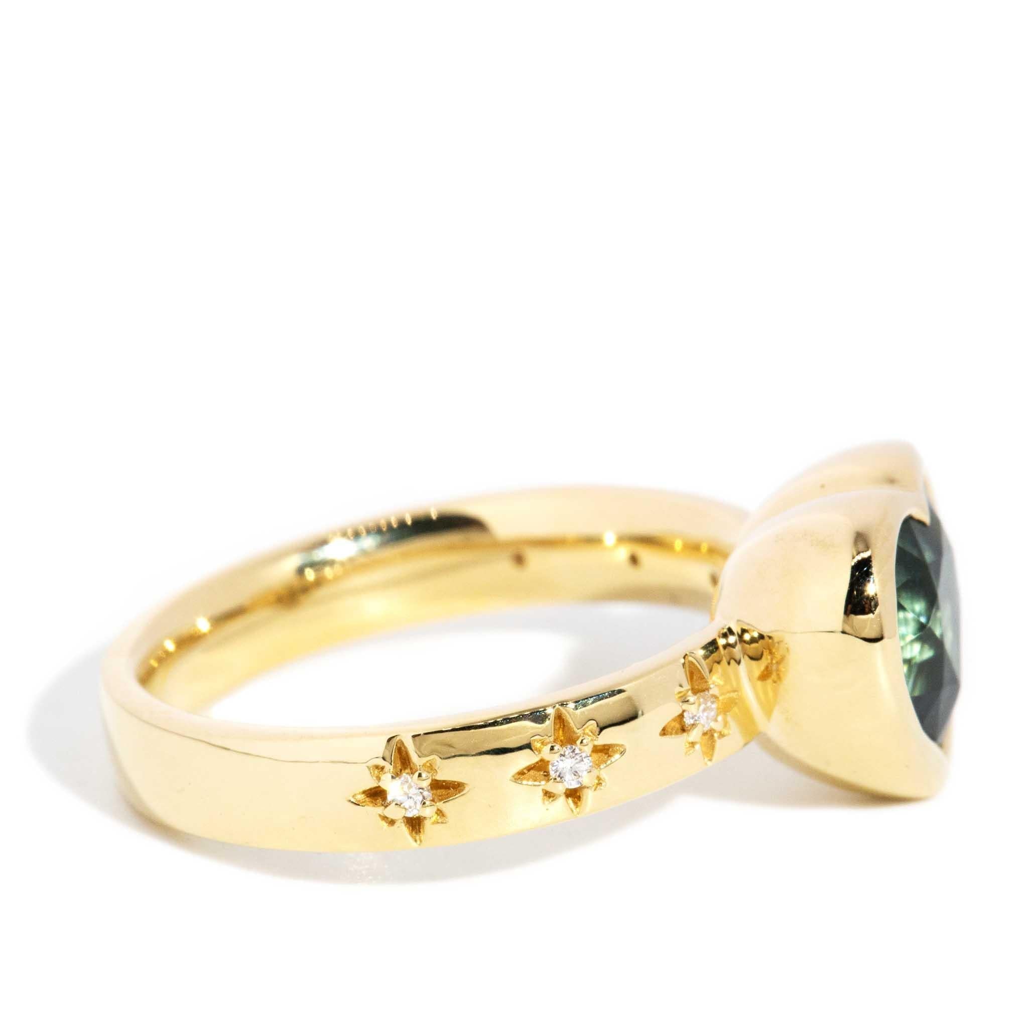 Cerys 2.52ct Blue-Green Tourmaline & Diamond Heart Ring 18ct