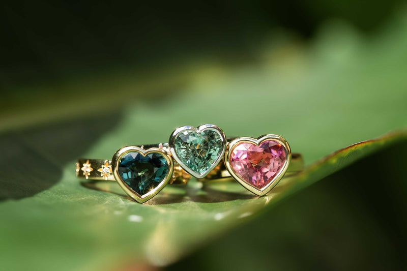 Cerys 2.52ct Blue-Green Tourmaline & Diamond Heart Ring 18ct