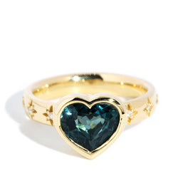 Cerys 2.52ct Blue-Green Tourmaline & Diamond Heart Ring 18ct