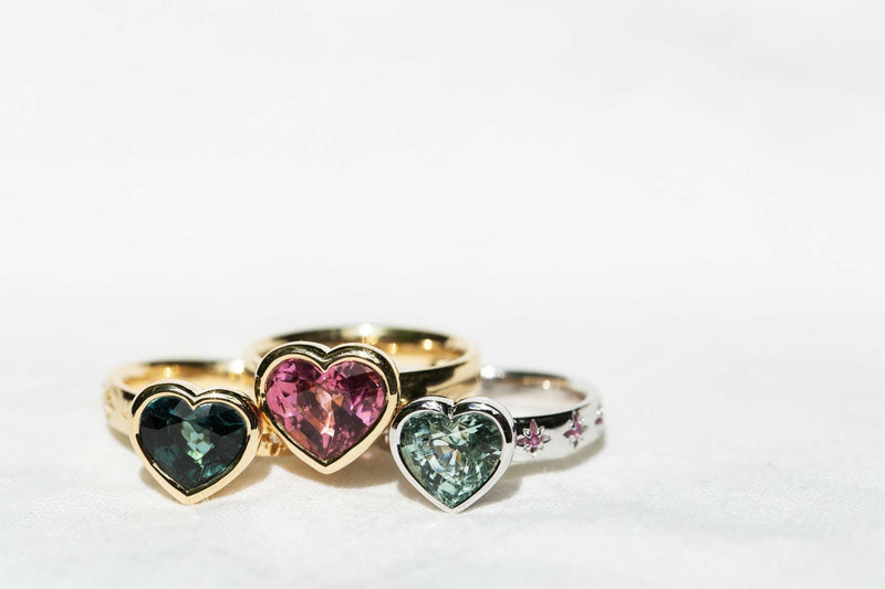 Cerys Aquamarine & Sapphire Heart Ring 18ct White Gold