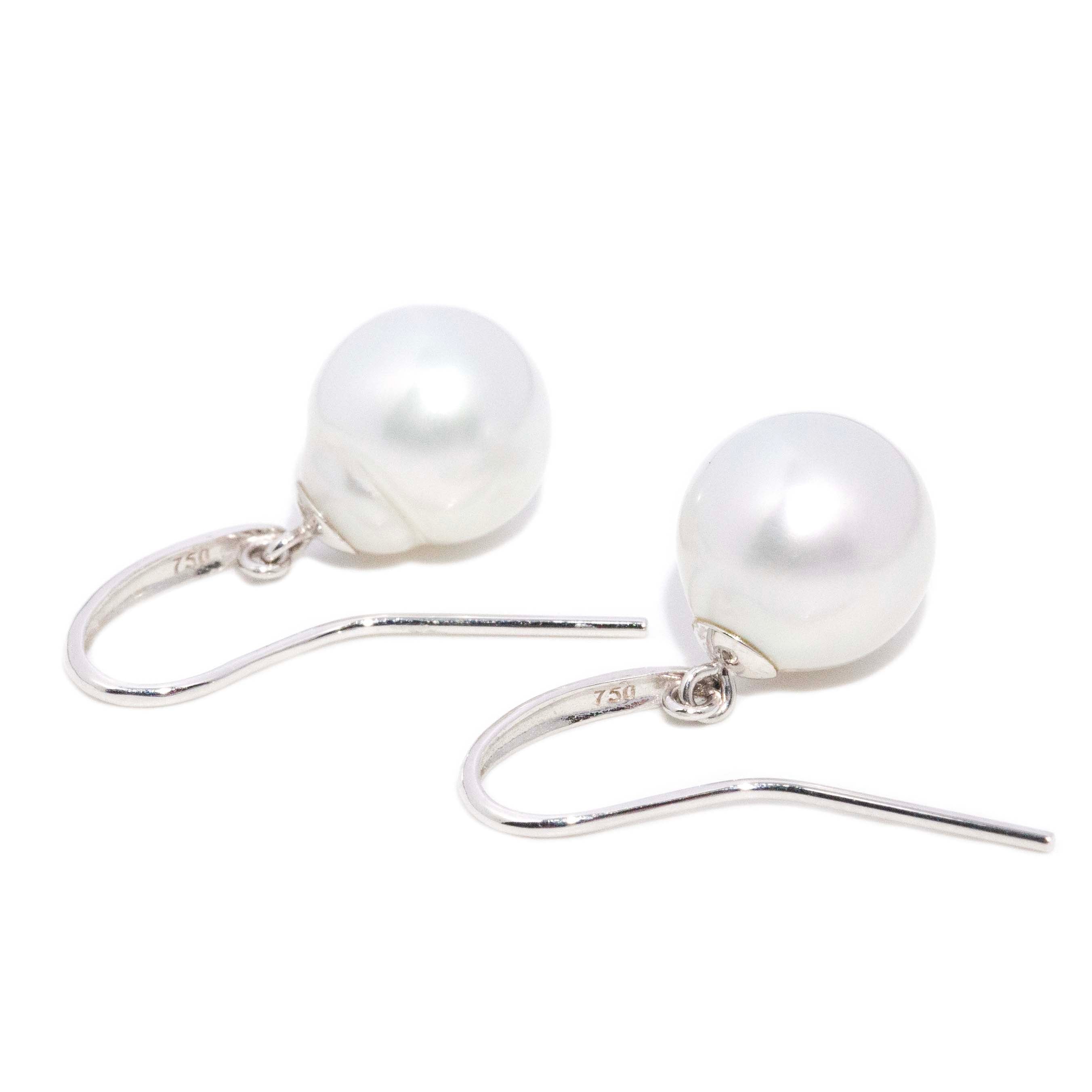 Cerys South Sea Pearl Drop Earrings 18ct White Gold Earrings Imperial Jewellery 