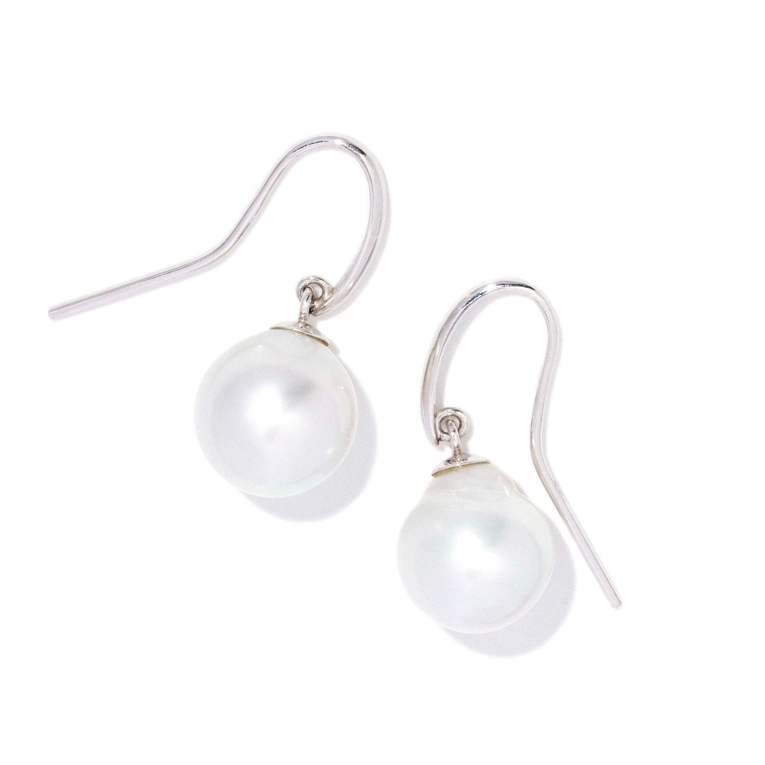 Cerys South Sea Pearl Drop Earrings 18ct White Gold Earrings Imperial Jewellery 