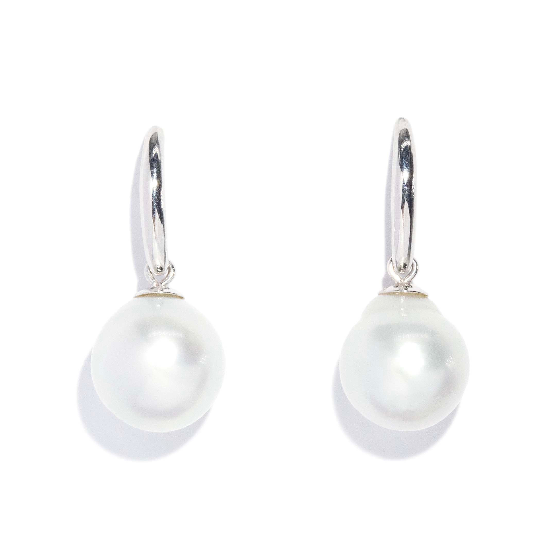 Cerys South Sea Pearl Drop Earrings 18ct White Gold Earrings Imperial Jewellery 