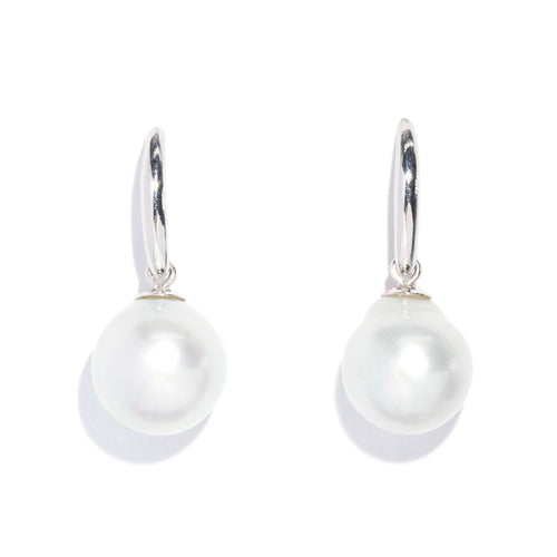 Cerys South Sea Pearl Drop Earrings 18K White Gold