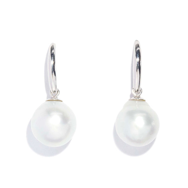 Cerys South Sea Pearl Drop Earrings 18ct White Gold Earrings Imperial Jewellery 