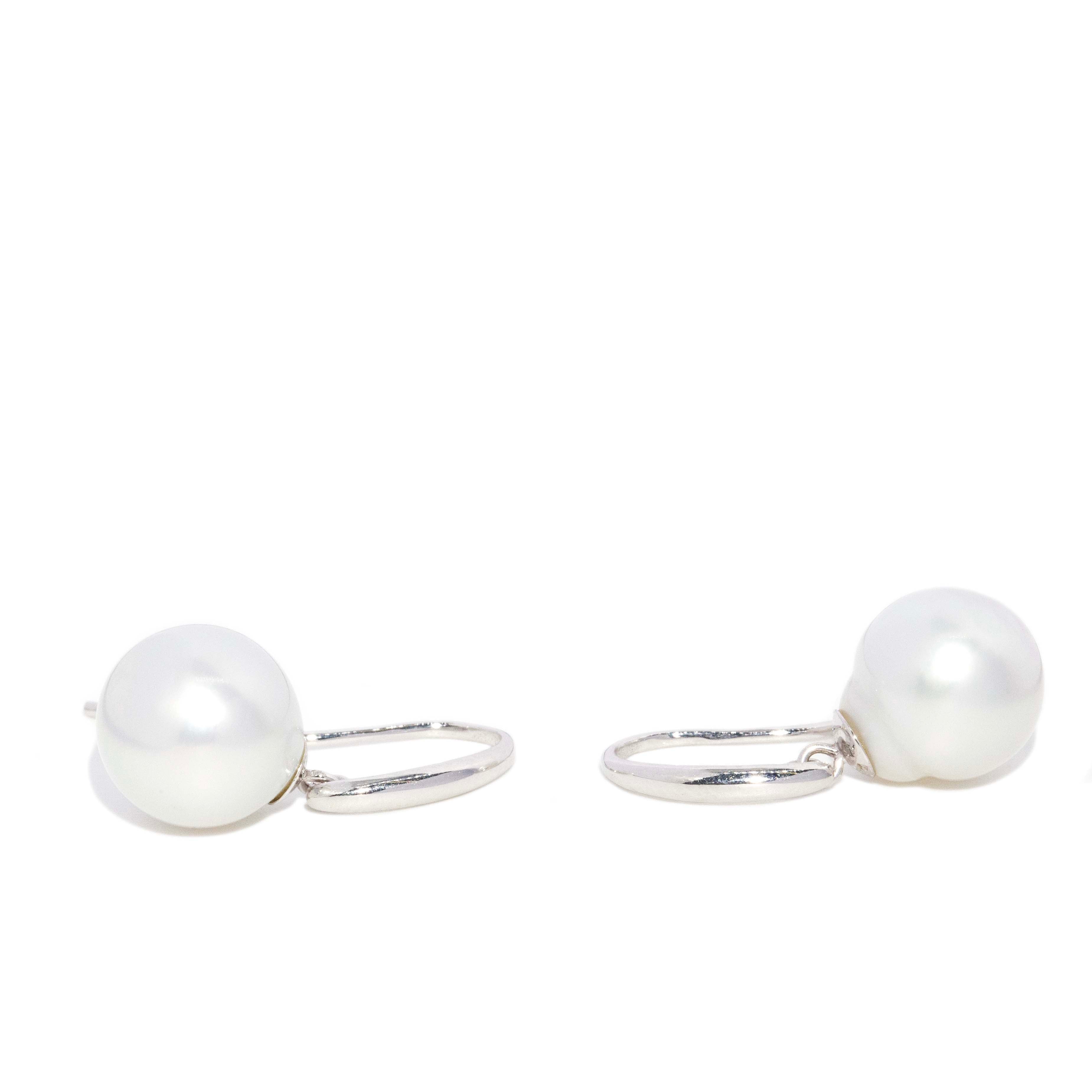 Cerys South Sea Pearl Drop Earrings 18ct White Gold Earrings Imperial Jewellery 