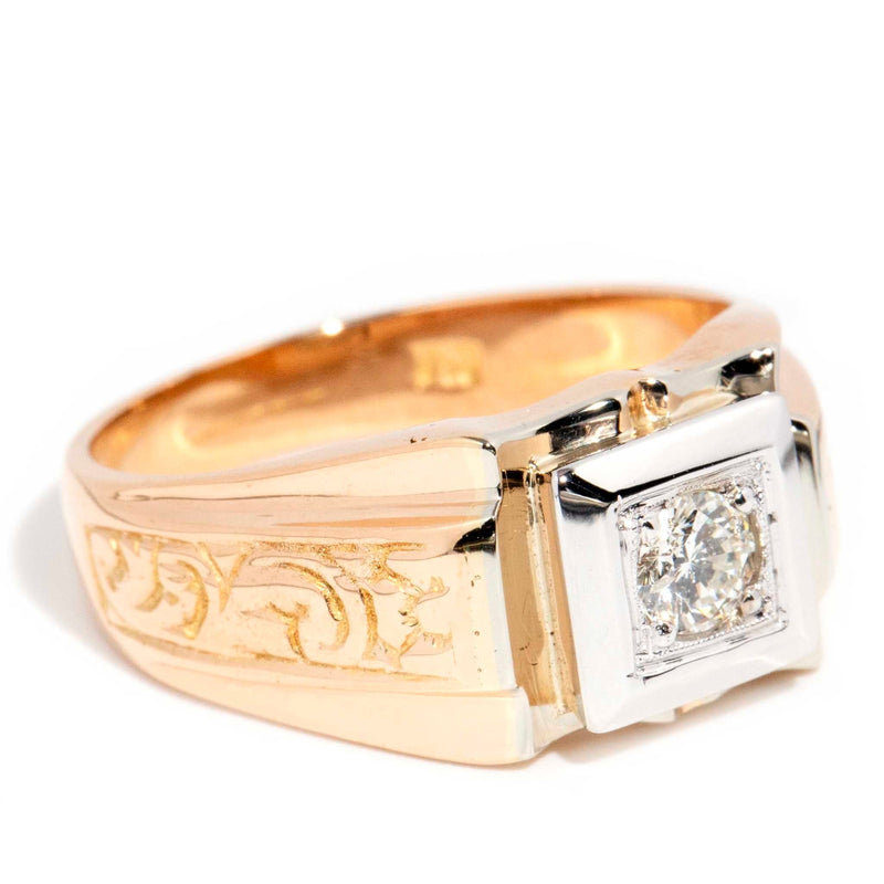 Charles Circa 1970s Diamond Vintage 18 Carat Gold Signet Ring WIP Rings Imperial Jewellery 