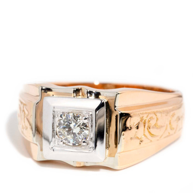 Charles Circa 1970s Diamond Vintage 18 Carat Gold Signet Ring WIP Rings Imperial Jewellery 