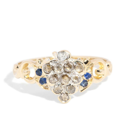 Charlie Sapphire & Diamond Cluster Ring 15K Yellow Gold