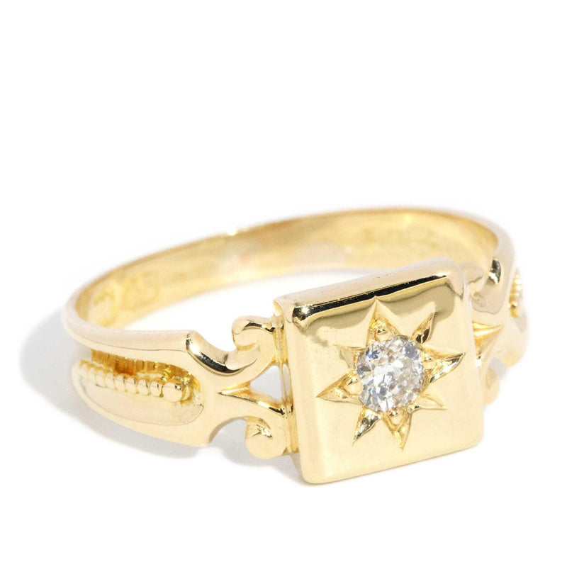 Charlotte 1940s Star Set Diamond Ring 15ct Gold