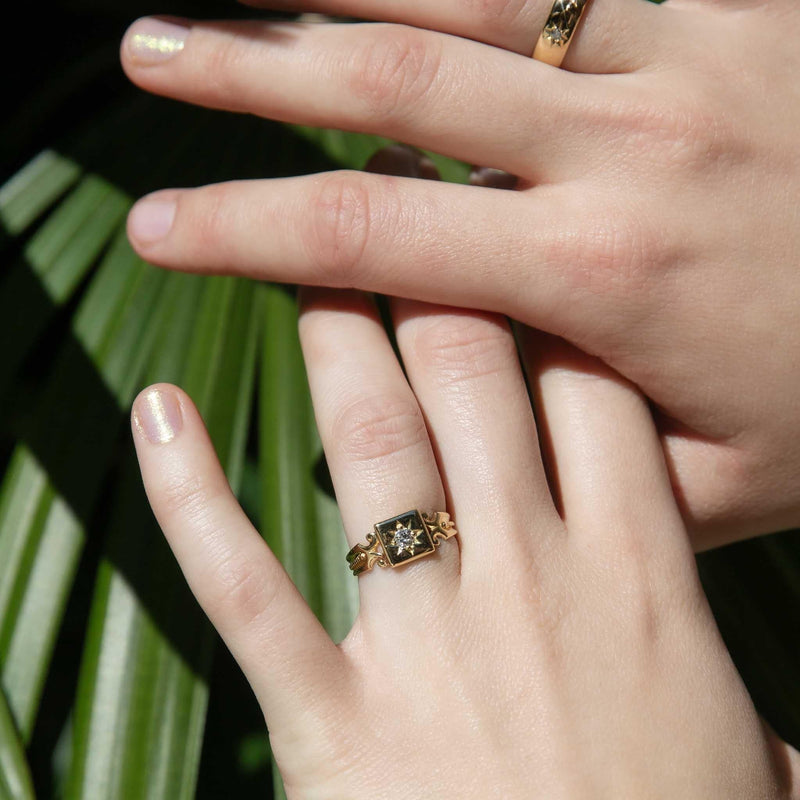 Charlotte 1940s Star Set Diamond Ring 15ct Gold