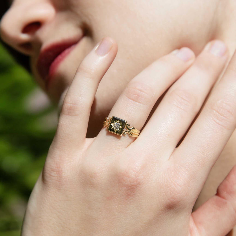 Charlotte 1940s Star Set Diamond Ring 15ct Gold