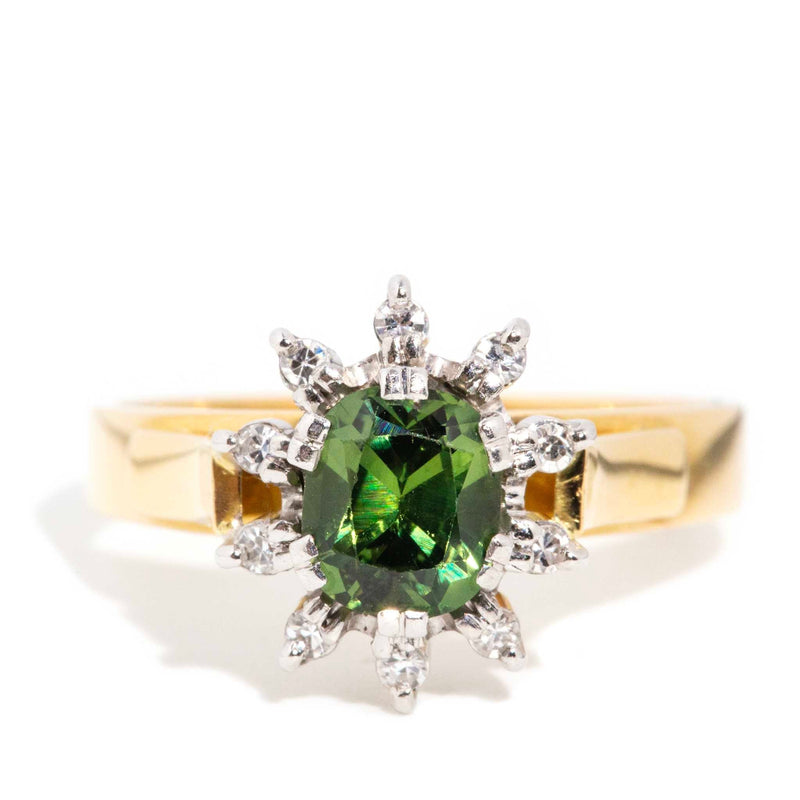 Charlotte 1970s 1.05 Carat Green Sapphire & Diamond Ring 18ct Rings Imperial Jewellery Imperial Jewellery - Hamilton 