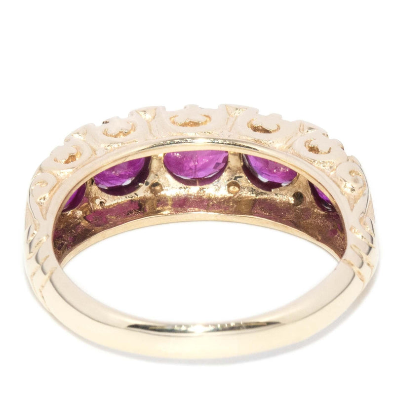 Contemporary Ruby & Diamond London Bridge Ring 9 Carat Gold