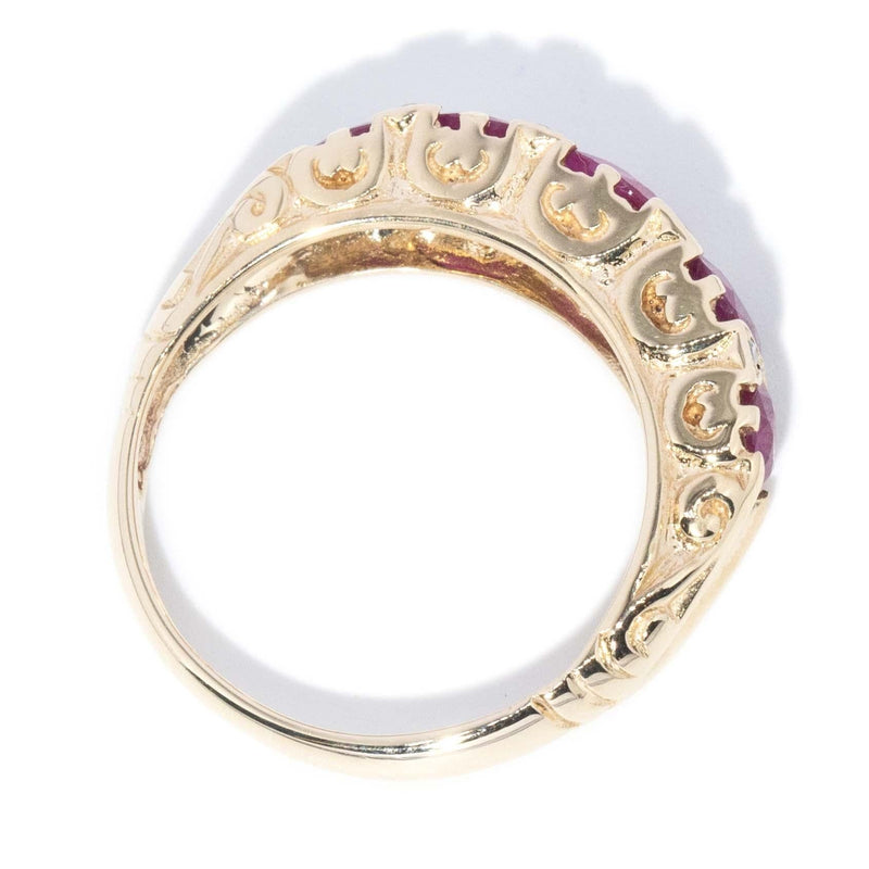 Contemporary Ruby & Diamond London Bridge Ring 9 Carat Gold