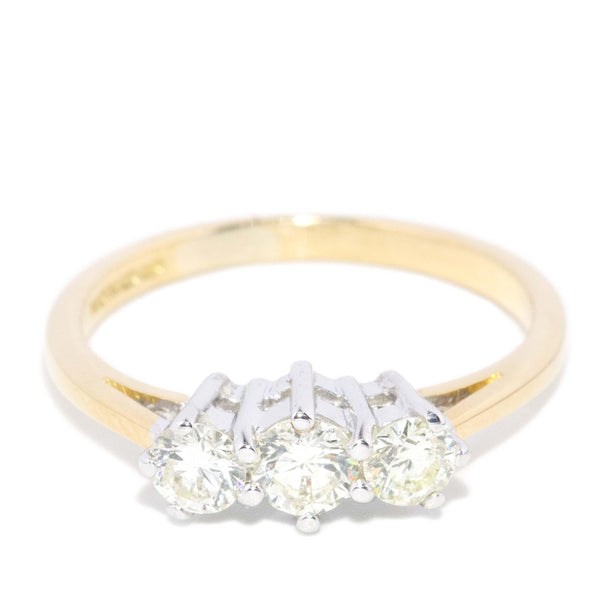 Vintage Circa 1990s Diamond Three Stone Ring 18ct Gold