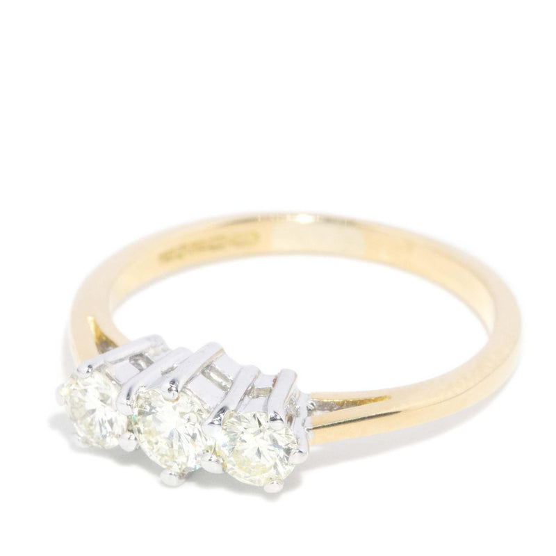 Vintage Circa 1990s Diamond Three Stone Ring 18ct Gold