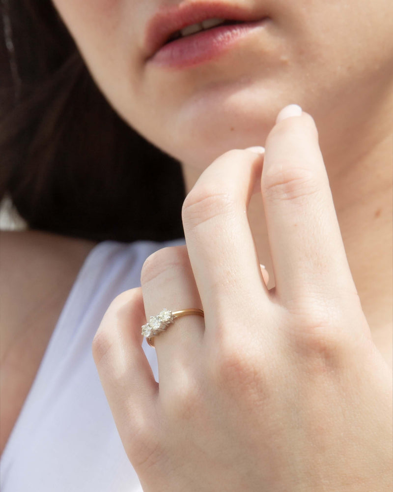 Vintage Circa 1990s Diamond Three Stone Ring 18ct Gold