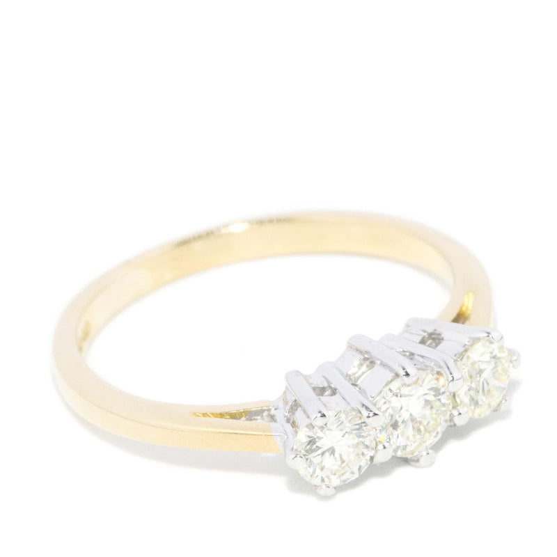 Vintage Circa 1990s Diamond Three Stone Ring 18ct Gold