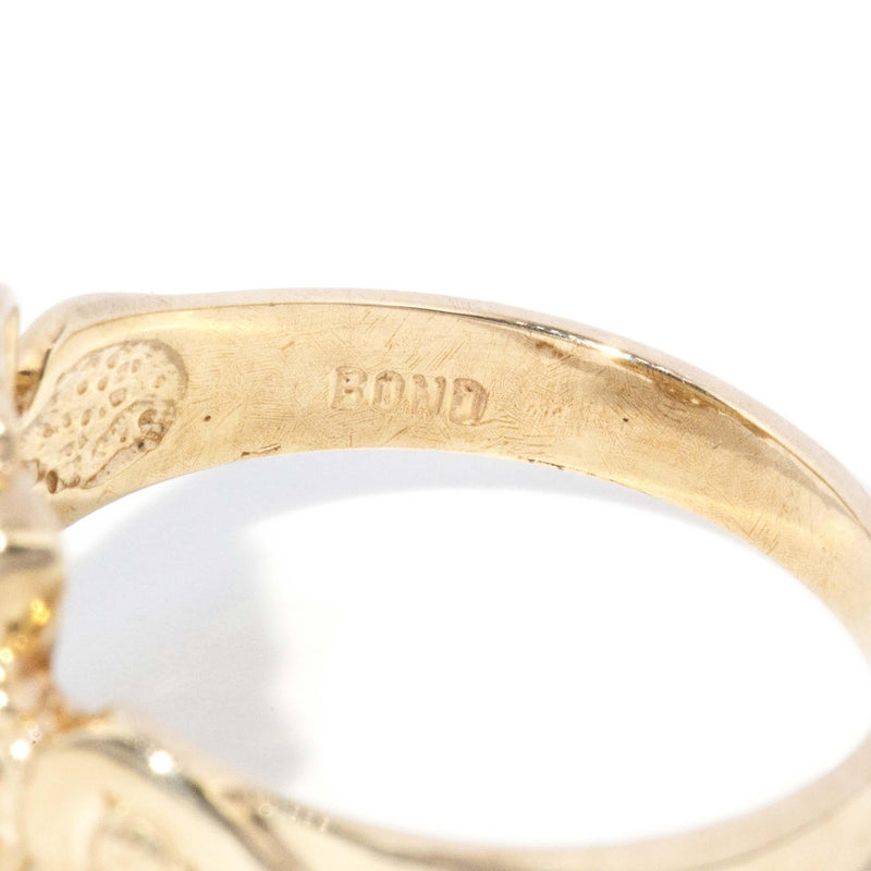 Vintage Circa 1980s Peridot & Diamond Art Deco Style Ring 9ct Gold
