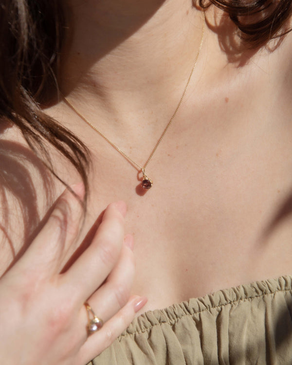 Reinvented Circa 193s Pink Zircon Solitaire Pendant 15 Carat Yellow Gold