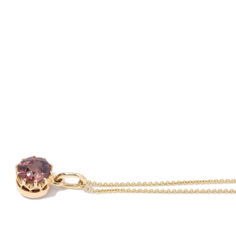 Reinvented Circa 193s Pink Zircon Solitaire Pendant 15 Carat Yellow Gold