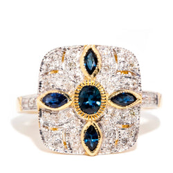Clara Blue Sapphire & Diamond Cluster Ring 9 Carat Gold Rings Imperial Jewellery Imperial Jewellery - Hamilton 